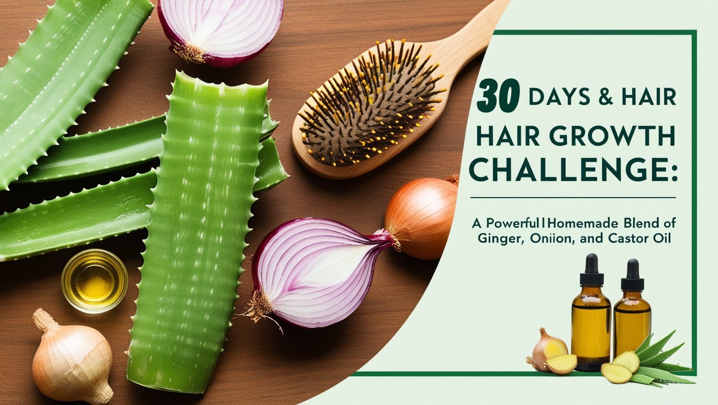 30 Days Hair Growth Challenge: A Powerful Homemade Blend of Aloe Vera, Ginger, Onion, and Castor Oil